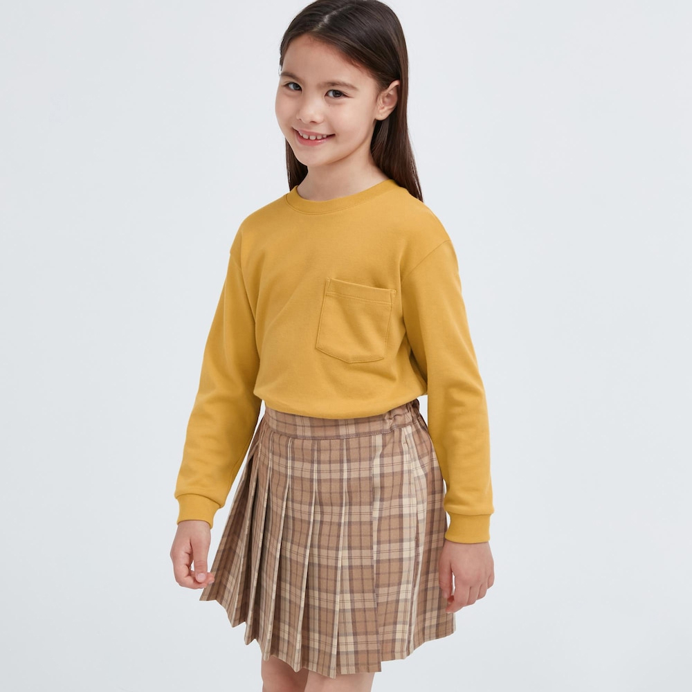 Uniqlo ملابس الأطفال/الأولاد/البنات تي شيرت ناعم برقبة دائرية (أكمام طويلة فضفاضة منتج جديد غير رسمي) 460080