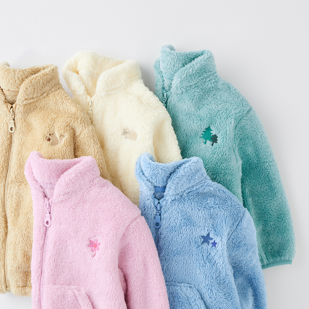 سترة Uniqlo للأطفال حديثي الولادة من الصوف القطبي بسحاب بأكمام طويلة وسترة 460831