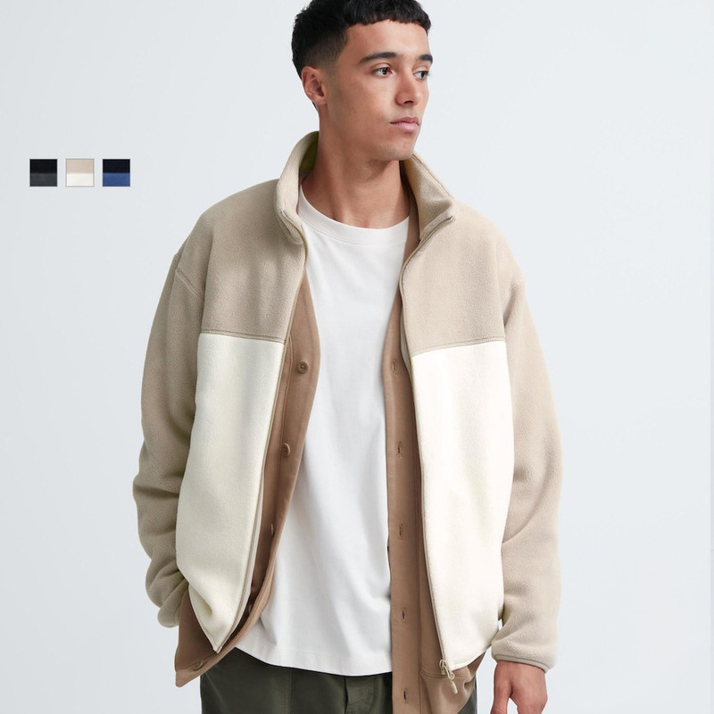 سترة Uniqlo للرجال والنساء من الصوف القطبي بسحاب وسترة من الصوف ومعطف مرقع سترة 462028